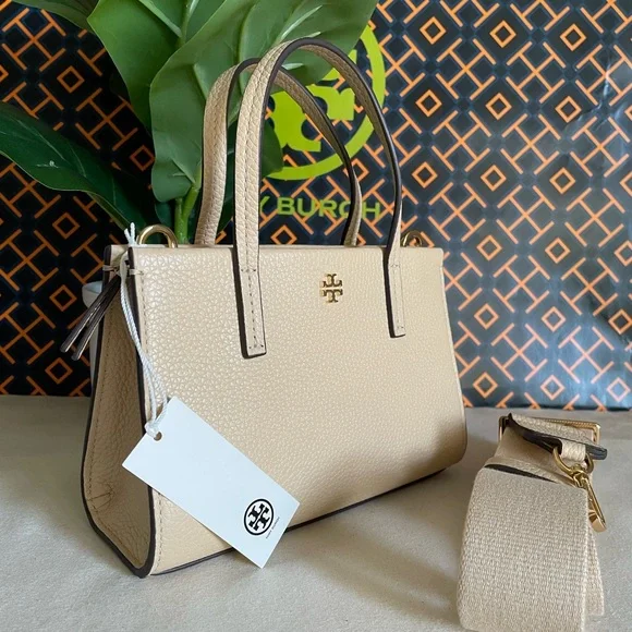 NWT ,,Tory Burch Blake Mini Tote Bag Crossbody Bag Soft Serve Gold Tan Cream - Picture 11 of 14